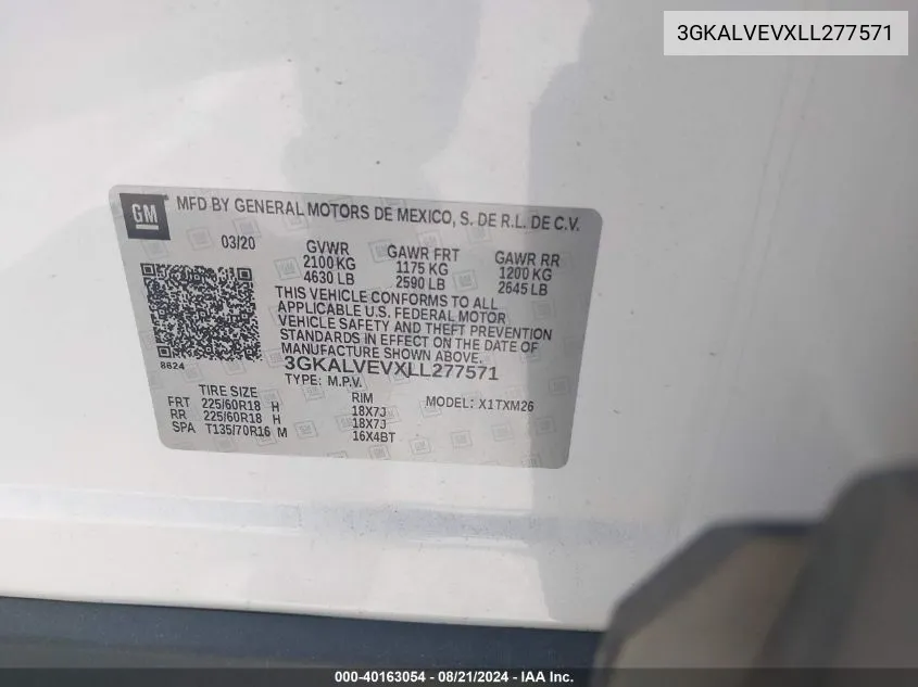 3GKALVEVXLL277571 2020 GMC Terrain Slt