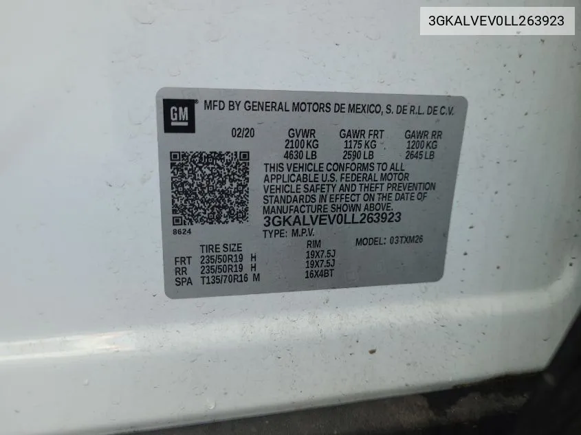 3GKALVEV0LL263923 2020 GMC Terrain Slt