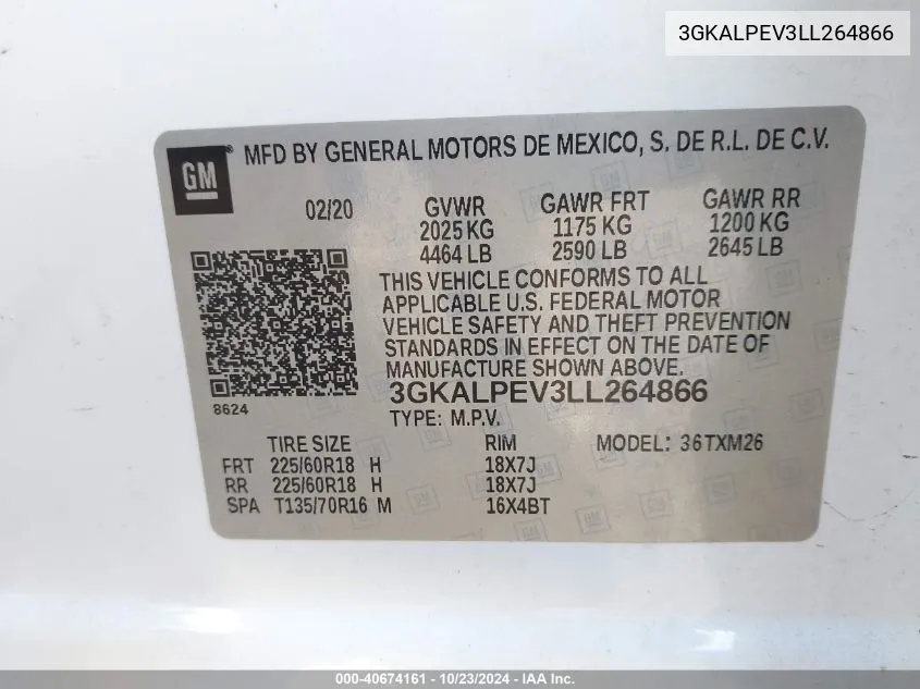 3GKALPEV3LL264866 2020 GMC Terrain Fwd Slt