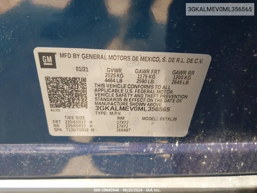 3GKALMEV0ML356565 2021 GMC Terrain Fwd Sle