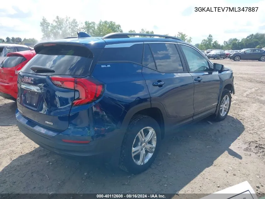 2021 GMC Terrain Awd Sle VIN: 3GKALTEV7ML347887 Lot: 40112608