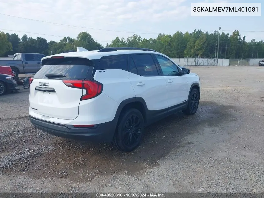 2021 GMC Terrain Sle VIN: 3GKALMEV7ML401081 Lot: 40520316