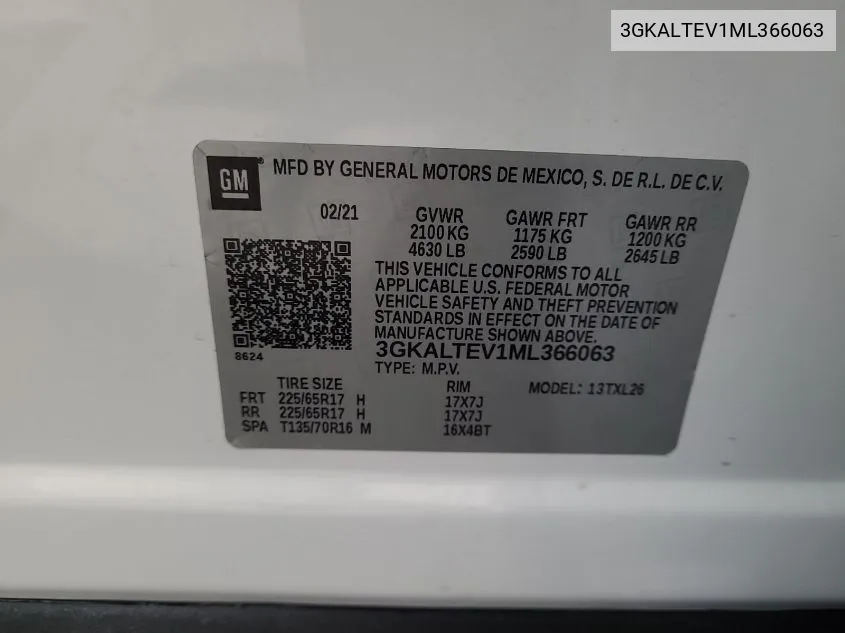 3GKALTEV1ML366063 2021 GMC Terrain Awd Sle