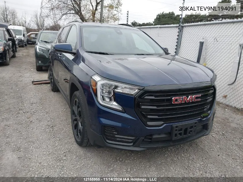 2022 GMC Terrain Sle VIN: 3GKALTEV9NL194091 Lot: 12155955