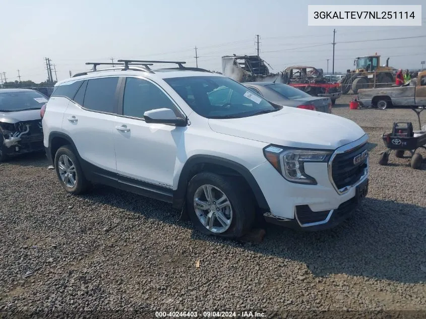 2022 GMC Terrain Sle VIN: 3GKALTEV7NL251114 Lot: 40246403