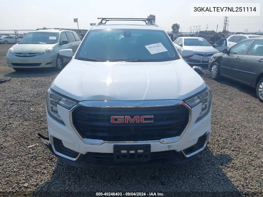 2022 GMC Terrain Sle VIN: 3GKALTEV7NL251114 Lot: 40246403