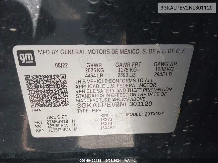 3GKALPEV2NL301120 2022 GMC Terrain Fwd Slt