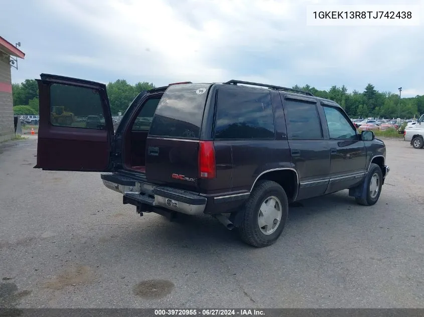 1996 GMC Yukon VIN: 1GKEK13R8TJ742438 Lot: 39720955