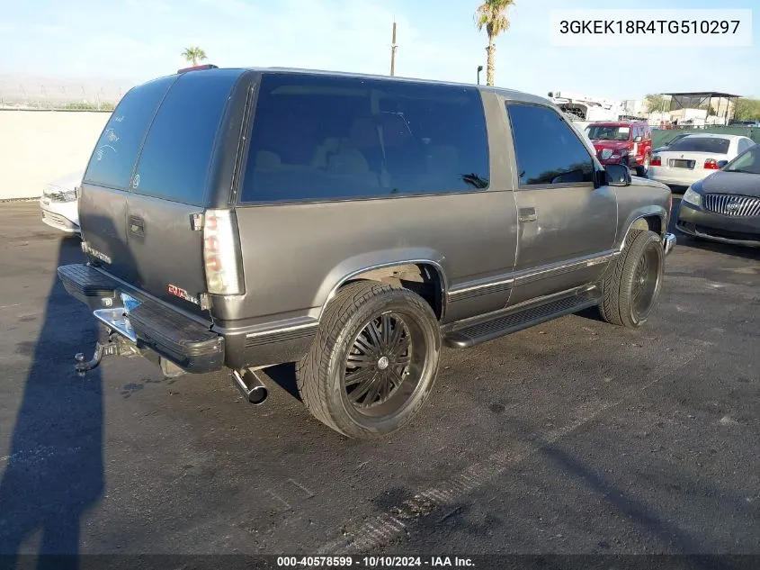 1996 GMC Yukon VIN: 3GKEK18R4TG510297 Lot: 40578599