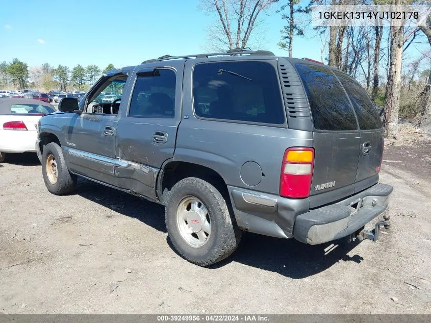 2000 GMC Yukon Slt VIN: 1GKEK13T4YJ102178 Lot: 39249956