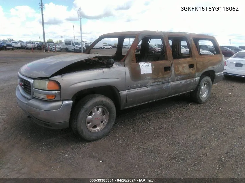 2000 GMC Yukon Xl 1500 Slt VIN: 3GKFK16T8YG118062 Lot: 39305331