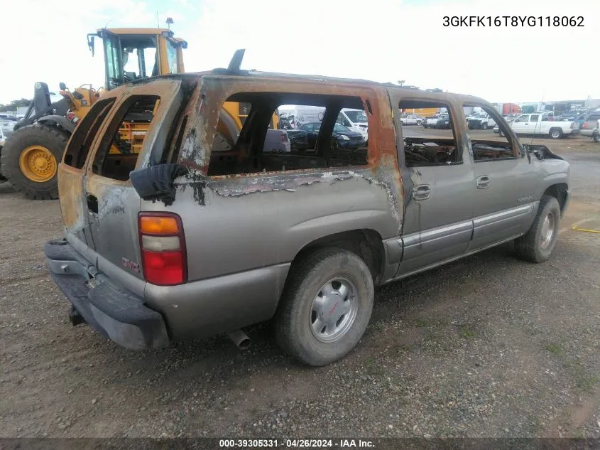 2000 GMC Yukon Xl 1500 Slt VIN: 3GKFK16T8YG118062 Lot: 39305331