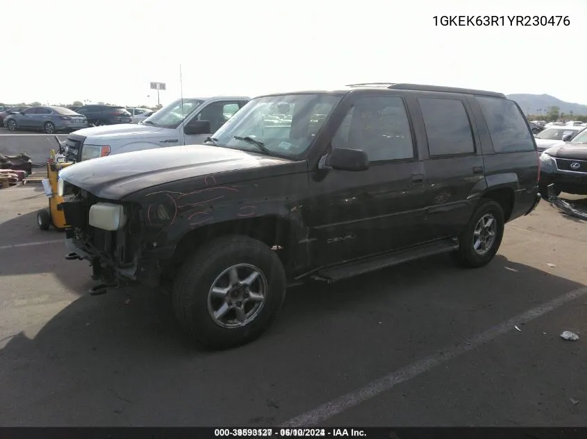 1GKEK63R1YR230476 2000 GMC Yukon Denali