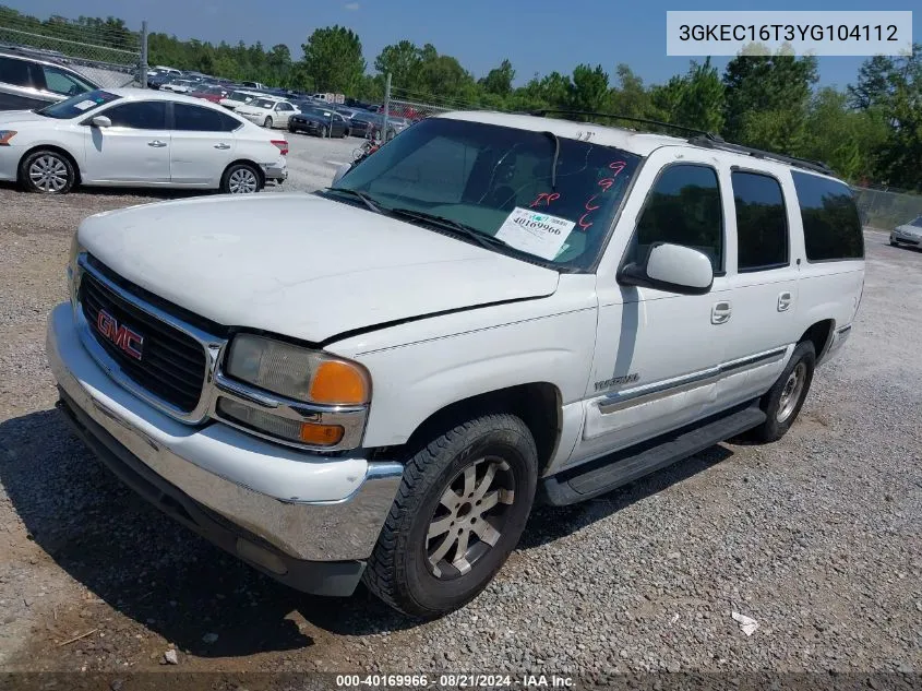 2000 GMC Yukon Xl 1500 Sle VIN: 3GKEC16T3YG104112 Lot: 40169966