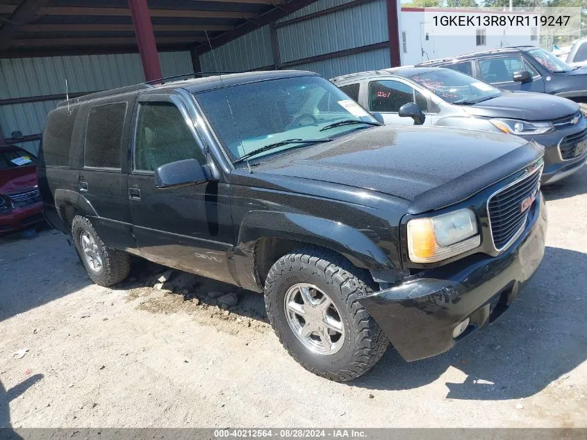 2000 GMC Yukon Denali VIN: 1GKEK13R8YR119247 Lot: 40212564