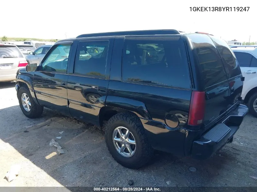 2000 GMC Yukon Denali VIN: 1GKEK13R8YR119247 Lot: 40212564