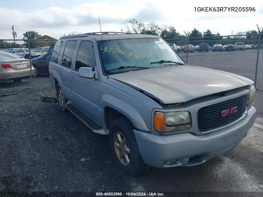 2000 GMC Yukon Denali VIN: 1GKEK63R7YR205596 Lot: 40502995