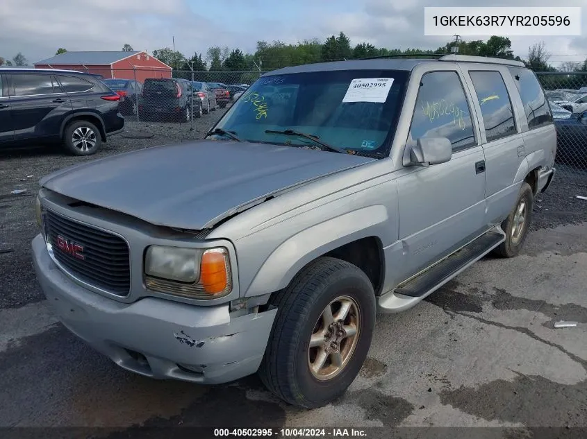 2000 GMC Yukon Denali VIN: 1GKEK63R7YR205596 Lot: 40502995