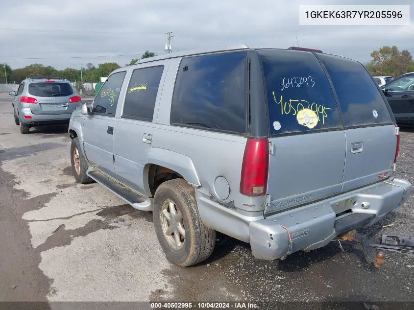 2000 GMC Yukon Denali VIN: 1GKEK63R7YR205596 Lot: 40502995