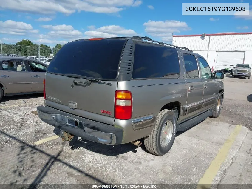 2000 GMC Yukon Xl 1500 Slt VIN: 3GKEC16T9YG139608 Lot: 40608164