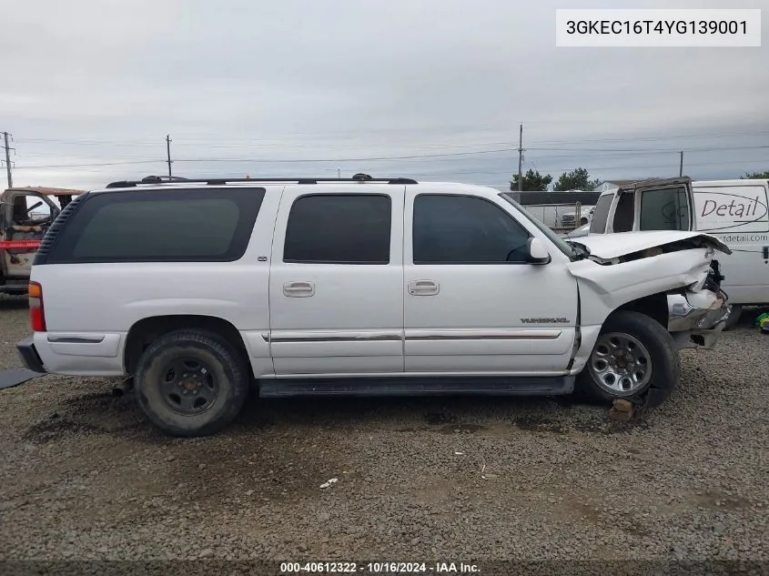 2000 GMC Yukon Xl 1500 Sle VIN: 3GKEC16T4YG139001 Lot: 40612322