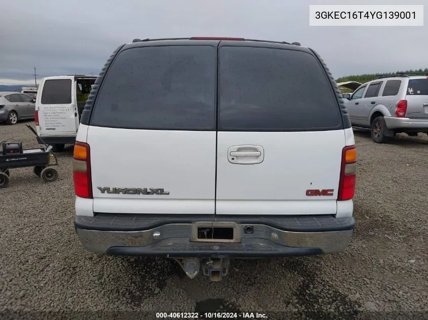 2000 GMC Yukon Xl 1500 Sle VIN: 3GKEC16T4YG139001 Lot: 40612322