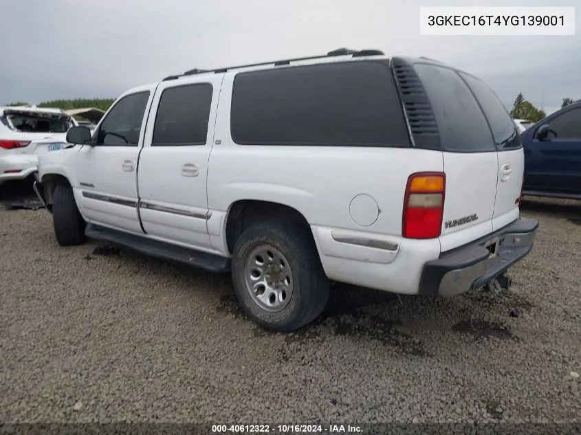 2000 GMC Yukon Xl 1500 Sle VIN: 3GKEC16T4YG139001 Lot: 40612322