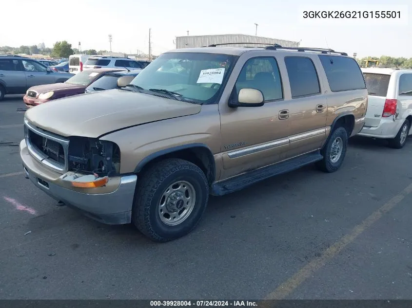 2001 GMC Yukon Xl 2500 Sle/Slt VIN: 3GKGK26G21G155501 Lot: 39928004