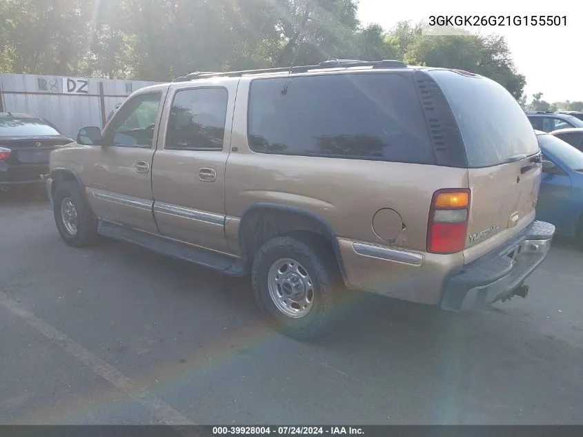 2001 GMC Yukon Xl 2500 Sle/Slt VIN: 3GKGK26G21G155501 Lot: 39928004