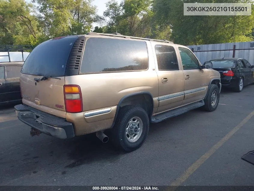 2001 GMC Yukon Xl 2500 Sle/Slt VIN: 3GKGK26G21G155501 Lot: 39928004