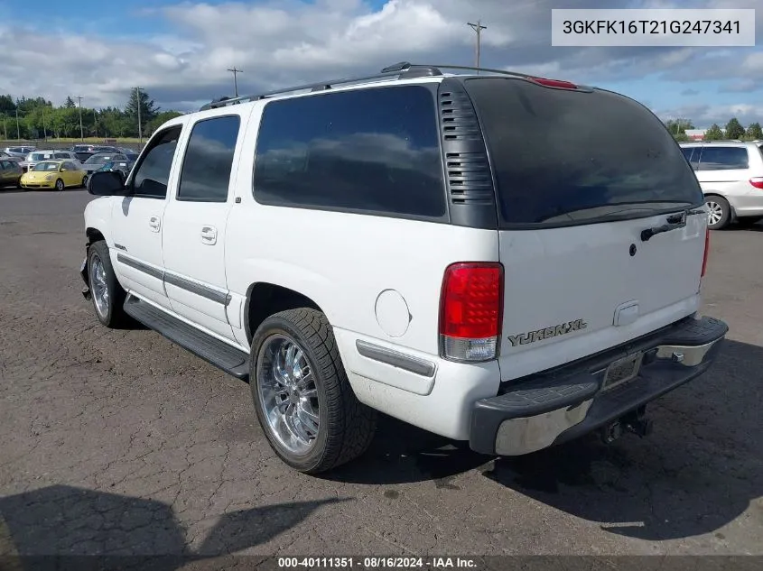 2001 GMC Yukon Xl 1500 Slt VIN: 3GKFK16T21G247341 Lot: 40111351