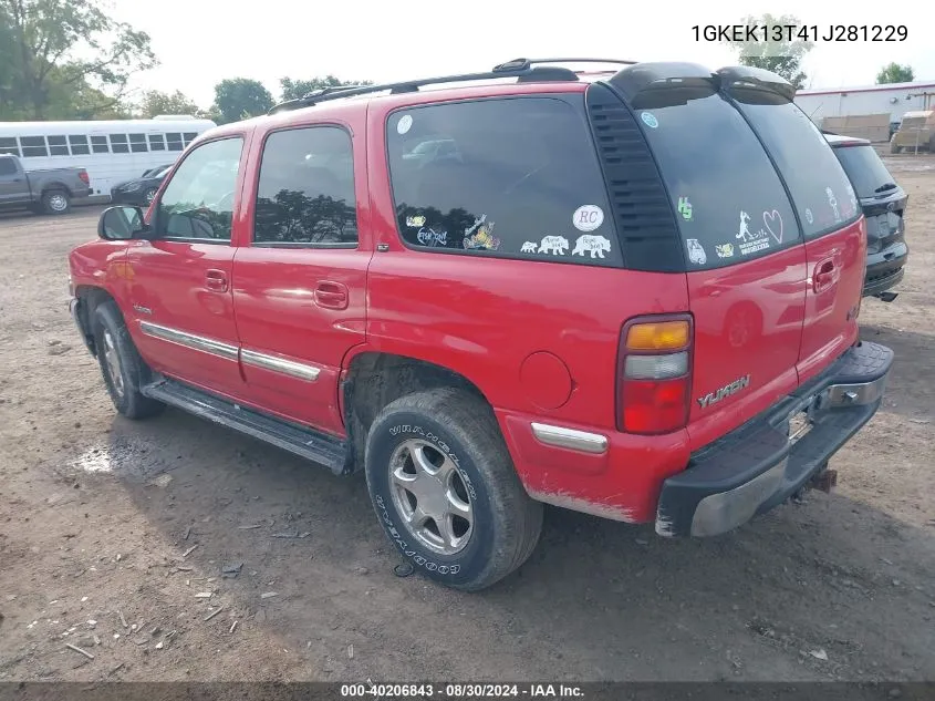 2001 GMC Yukon Slt VIN: 1GKEK13T41J281229 Lot: 40206843