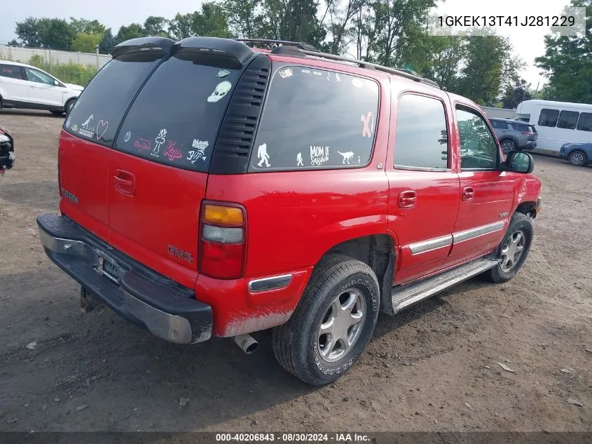 2001 GMC Yukon Slt VIN: 1GKEK13T41J281229 Lot: 40206843