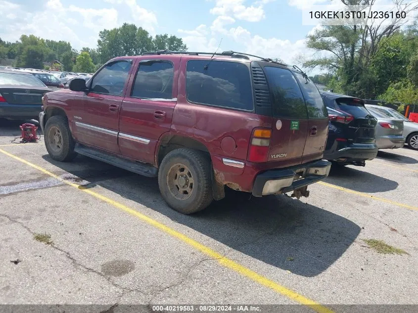 2001 GMC Yukon Slt VIN: 1GKEK13T01J236160 Lot: 40219583