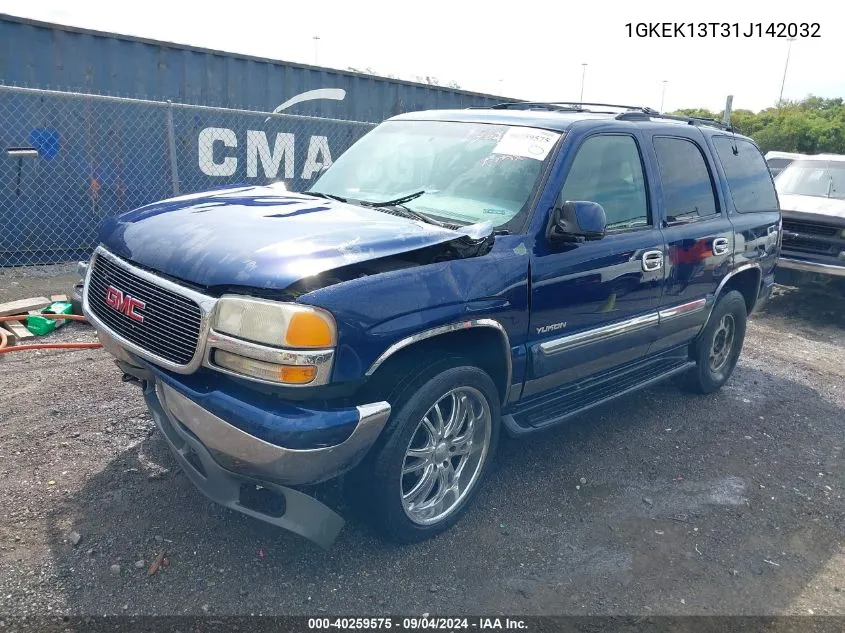 2001 GMC Yukon Sle/Slt VIN: 1GKEK13T31J142032 Lot: 40259575