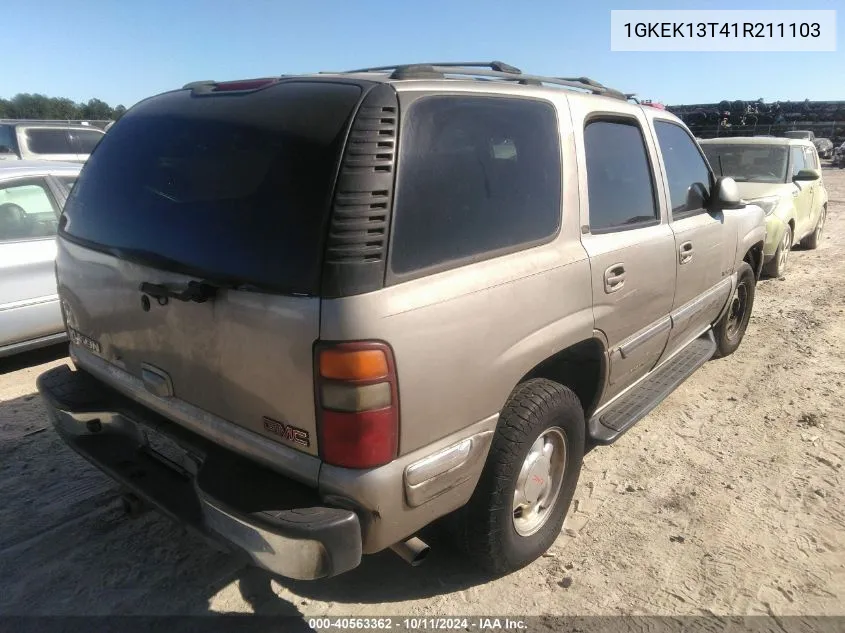 2001 GMC Yukon Slt VIN: 1GKEK13T41R211103 Lot: 40563362