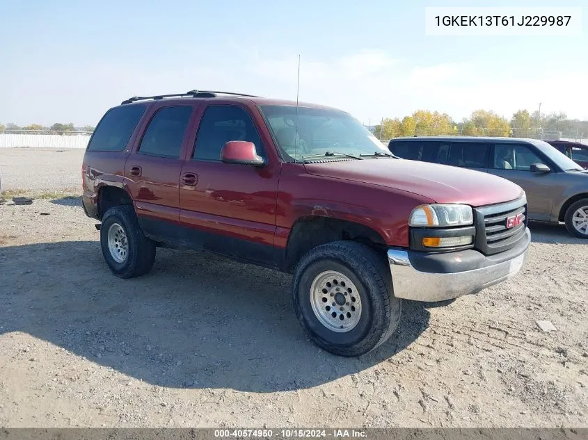 2001 GMC Yukon Slt VIN: 1GKEK13T61J229987 Lot: 40574950