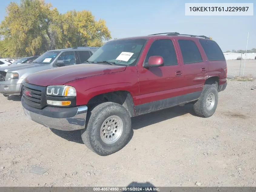 2001 GMC Yukon Slt VIN: 1GKEK13T61J229987 Lot: 40574950