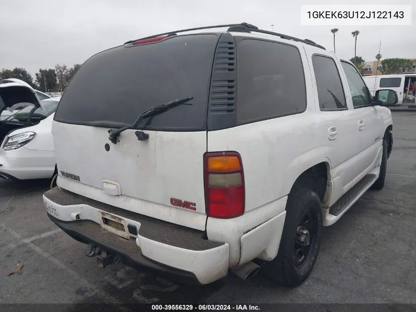 2002 GMC Yukon Denali VIN: 1GKEK63U12J122143 Lot: 39556329