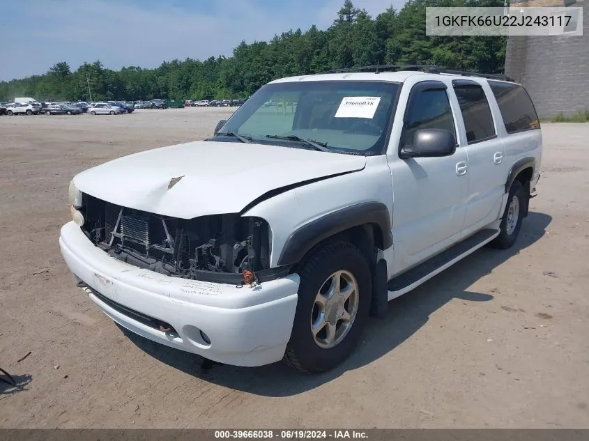 2002 GMC Yukon Xl 1500 Denali VIN: 1GKFK66U22J243117 Lot: 39666038