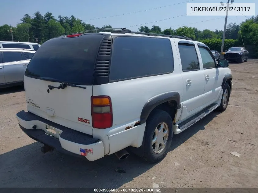 2002 GMC Yukon Xl 1500 Denali VIN: 1GKFK66U22J243117 Lot: 39666038