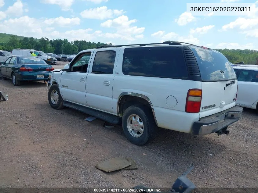 2002 GMC Yukon Xl 1500 Slt VIN: 3GKEC16Z02G270311 Lot: 39714211