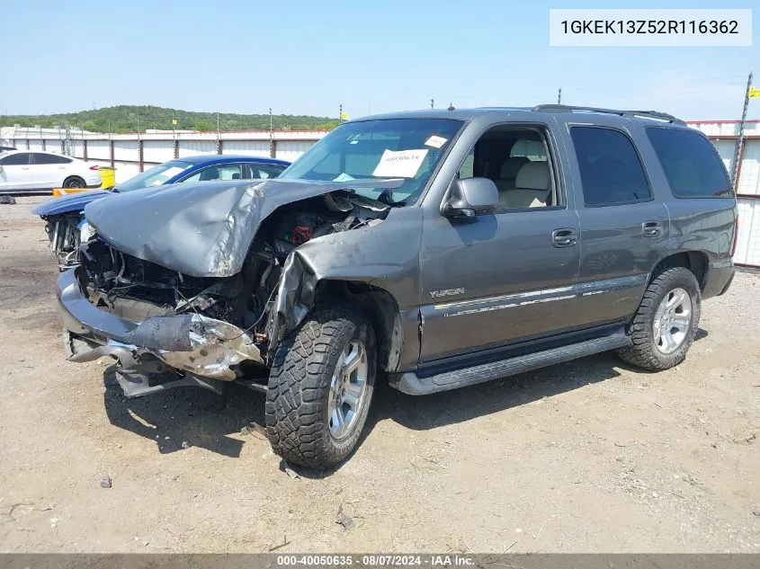 2002 GMC Yukon Slt VIN: 1GKEK13Z52R116362 Lot: 40050635