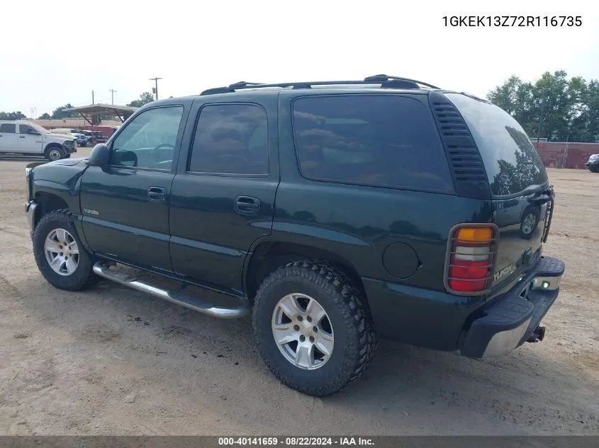 2002 GMC Yukon Slt VIN: 1GKEK13Z72R116735 Lot: 40141659