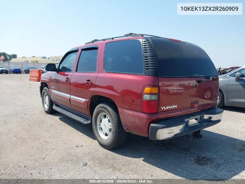 2002 GMC Yukon Sle VIN: 1GKEK13ZX2R260909 Lot: 40163806