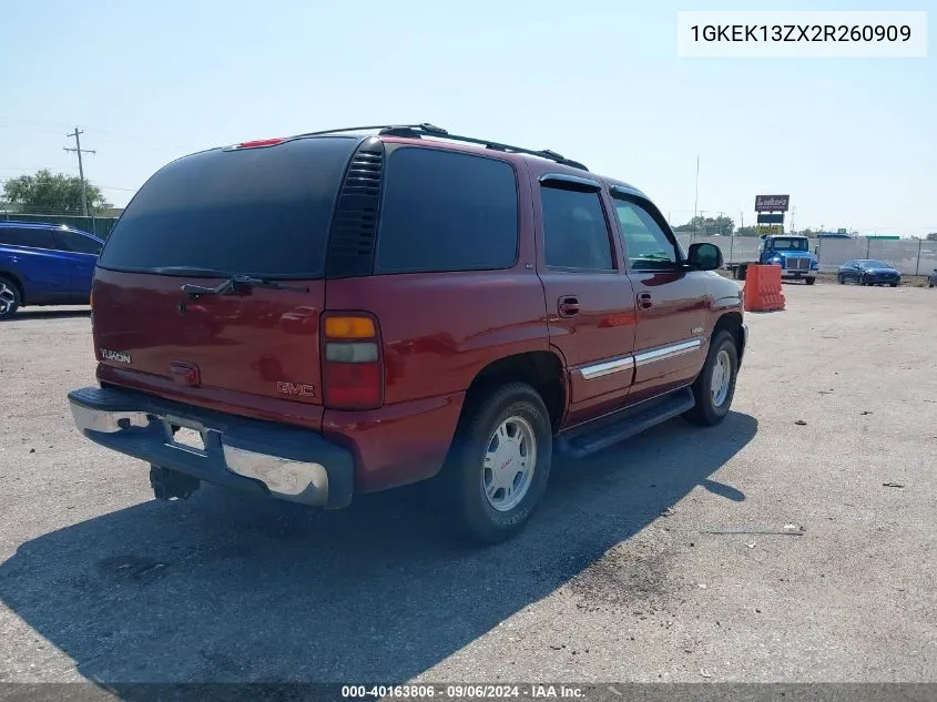 2002 GMC Yukon Sle VIN: 1GKEK13ZX2R260909 Lot: 40163806