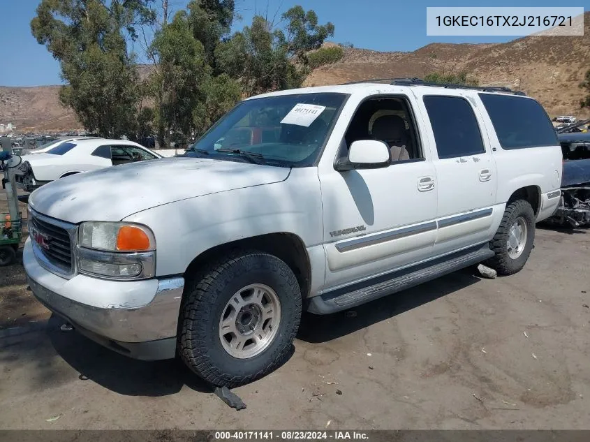 2002 GMC Yukon Xl 1500 Sle VIN: 1GKEC16TX2J216721 Lot: 40171141