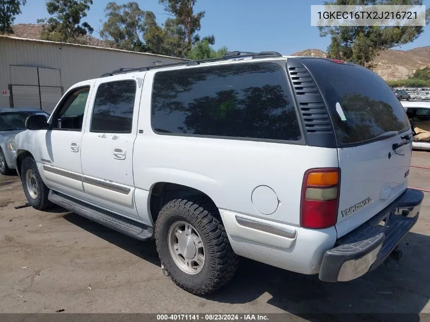 2002 GMC Yukon Xl 1500 Sle VIN: 1GKEC16TX2J216721 Lot: 40171141