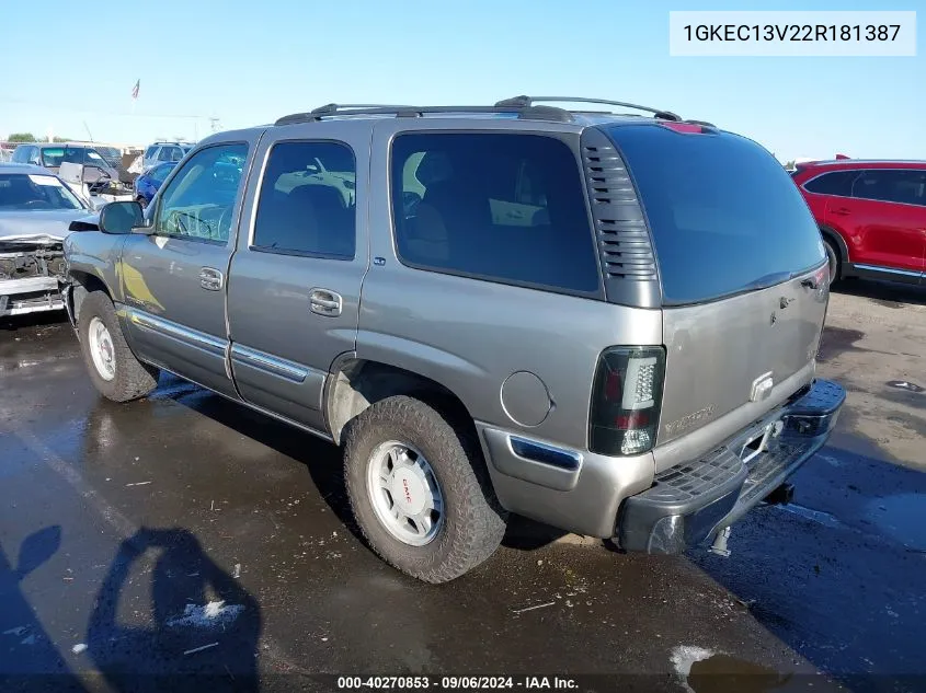 2002 GMC Yukon Sle VIN: 1GKEC13V22R181387 Lot: 40270853