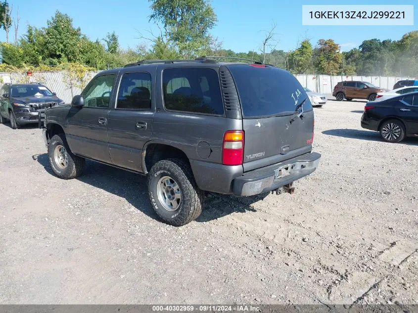 2002 GMC Yukon Sle VIN: 1GKEK13Z42J299221 Lot: 40302959